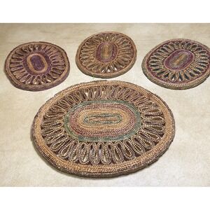 Vintage Woven‎ Wicker Rattan Raffia Trivet Hot Pad Plates Boho (4)